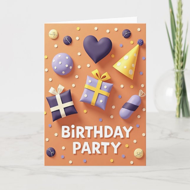 Whimsical Party Birthday Card (Front)