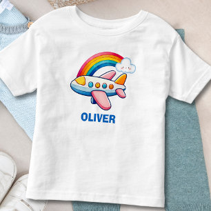 Whimsical Passanger Aeroplane with Rainbow Toddler T-Shirt