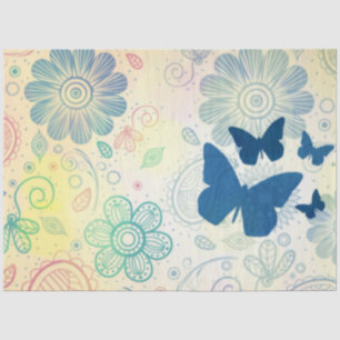 Whimsical Pastel Bohemian Butterflies & Flowers Tissue Paper