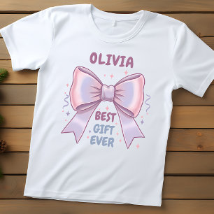 Whimsical Pastel Bow "Best Gift Ever" Baby T-Shirt