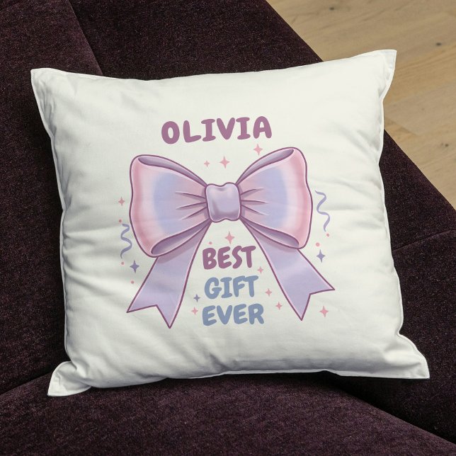 Whimsical Pastel Bow "Best Gift Ever" Cushion (Creator Uploaded)
