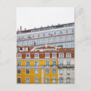 Whimsical pastel buildings in Lisbon Postcard