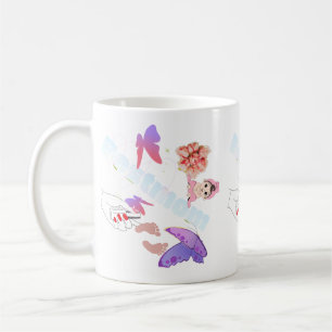 Whimsical Pastel Butterfly and Flowers Coffee Mug