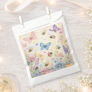 Whimsical Pastel Butterfly Bee Ladybug Birthday Favour Bag