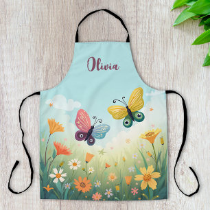 Whimsical Pastel Butterfly Garden Apron