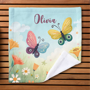 Whimsical Pastel Butterfly Garden Wash Cloth