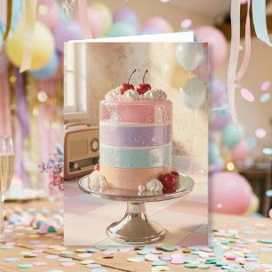 Whimsical Pastel Cake Birthday Card for my Friend