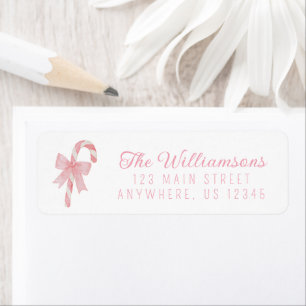 Whimsical Pastel Christmas Bow Candy Cane Return Address Label