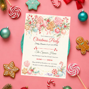 Whimsical Pastel Christmas Party Invitation