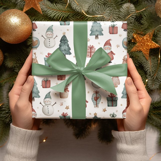 Whimsical Pastel Christmas Pattern Wrapping Paper  (Creator Uploaded)
