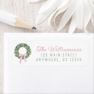 Whimsical Pastel Christmas Wreath Address Return Address Label