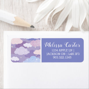 Whimsical Pastel Clouds and Stars Pattern Return Address Label