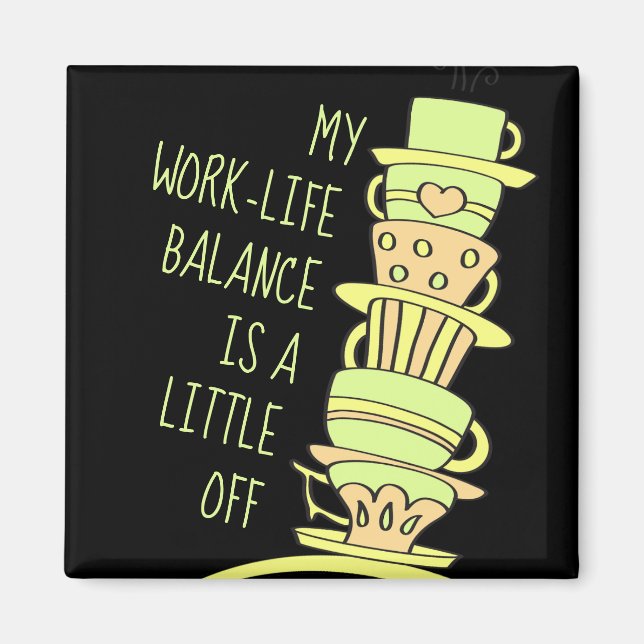 Whimsical Pastel Coffee Cups and Typography Magnet (Front)