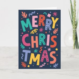 Whimsical Pastel Confetti Christmas Holiday Card