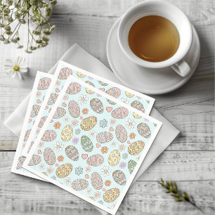 Whimsical Pastel Cute Easter Eggs Floral Patter Napkin