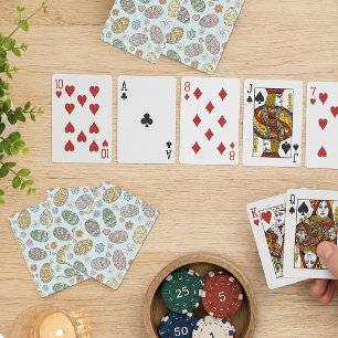 Whimsical Pastel Cute Easter Eggs Floral Patter Playing Cards