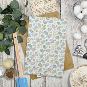 Whimsical Pastel Cute Easter Eggs Floral Patter Tea Towel