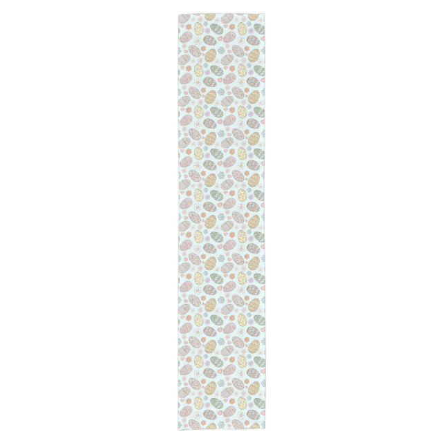 Whimsical Pastel Cute Easter Eggs Floral Pattern  Short Table Runner (Front)