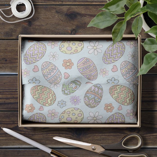 Whimsical Pastel Cute Easter Eggs Floral Pattern Tissue Paper (Creator Uploaded)