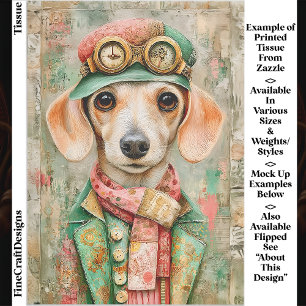 Whimsical Pastel Dressed Dachshund EB4R Decoupage Tissue Paper