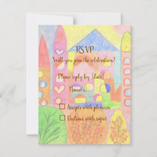 Whimsical Pastel Fairytale Castle RSVP Card