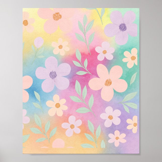 Whimsical Pastel Flower Garden Poster (Front)