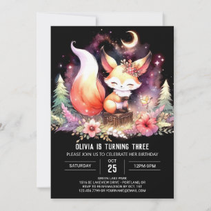  Whimsical Pastel Fox Birthday digital Invitation