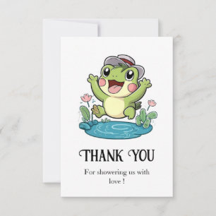 Whimsical Pastel Frog Baby Shower Thank You Card
