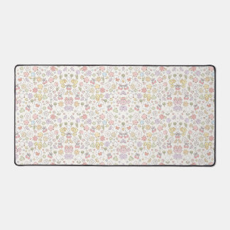 Whimsical Pastel Garden: A Pattern of Floral Desk Mat