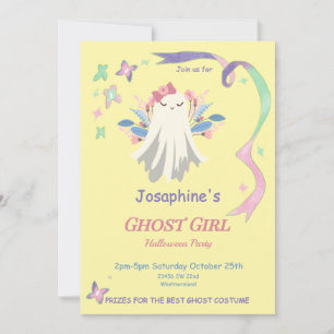 Whimsical Pastel Ghost Girl Halloween Party Invite