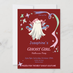 Whimsical Pastel Ghost Girl Halloween Party Invite