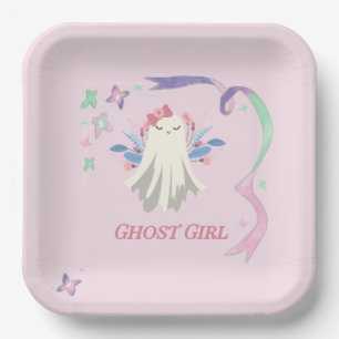 Whimsical Pastel Ghost Girl Halloween Party  Paper Plate