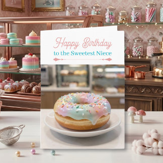 Whimsical Pastel Glass Glaze Donut Niece Birthday Card