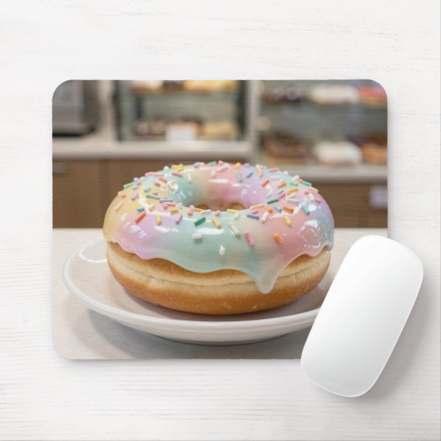Whimsical Pastel Glass Glaze Doughnut   Mouse Pad (With Mouse)
