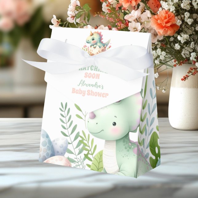 Whimsical Pastel Hatching Soon Dino Baby Shower Favour Box (Creator Uploaded)