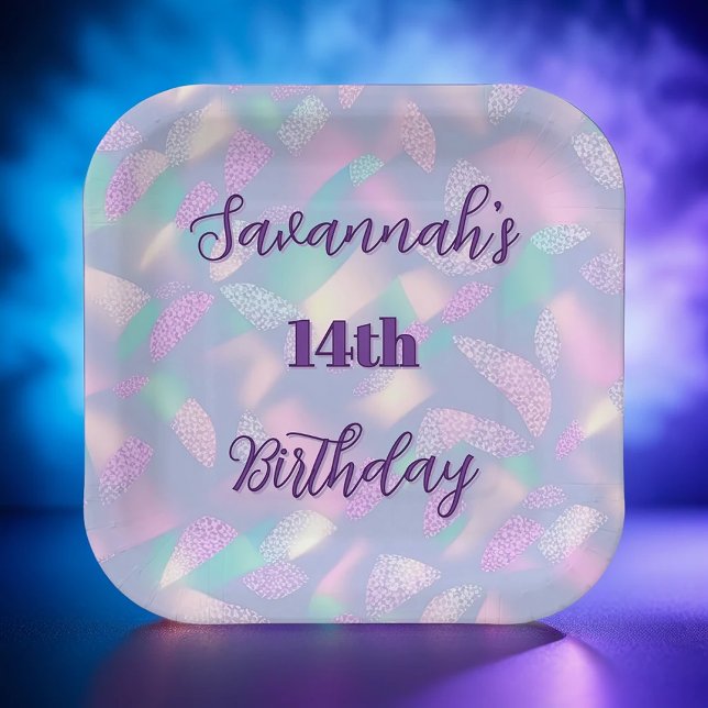 Whimsical Pastel Iridescent Birthday Celebration  Paper Plate (Creator Uploaded)