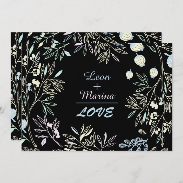 Whimsical Pastel Math Garden Wedding Invitation (Front/Back)