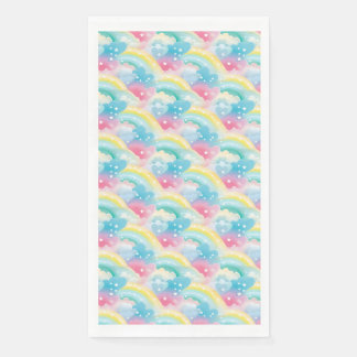 Whimsical Pastel Pattern with Hearts and Rainbows Napkin