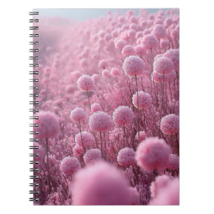 Whimsical Pastel Pink Pom-Pom Flower Field Dreamsc Notebook