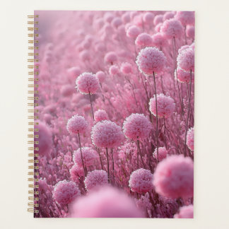 Whimsical Pastel Pink Pom-Pom Flower Field Dreamsc Planner