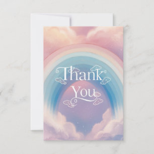 Whimsical Pastel Rainbow and Clouds Thank You Card