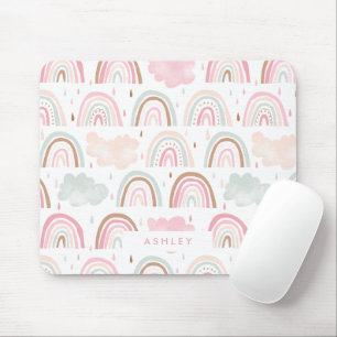 Whimsical pastel rainbow pattern mouse pad