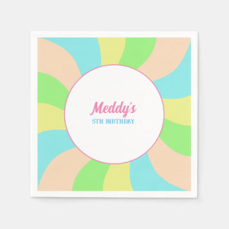 Whimsical pastel retro kid's custom  napkin