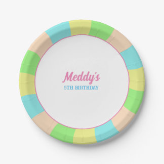Whimsical pastel retro kid's custom photo  paper plate