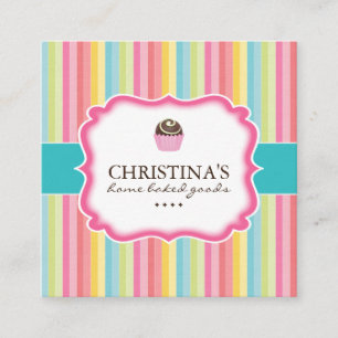 Whimsical Pastel Stripes Cake Ball Business Cards