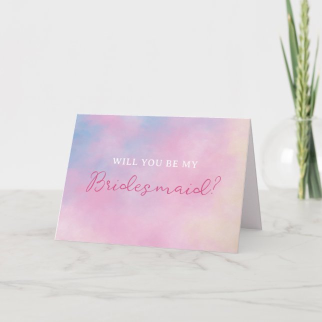 Whimsical Pastel Sunset Lover Bridesmaid Proposal Card (Front)
