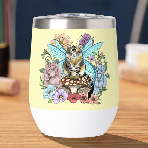 Whimsical Pastel Tabby Fairy Cat Floral Fantasy 