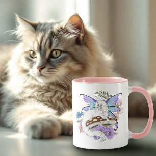Whimsical Pastel Tabby Fairy Cat Floral Fantasy Mug