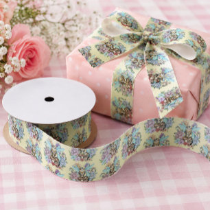 Whimsical Pastel Tabby Fairy Cat Floral Fantasy  Satin Ribbon