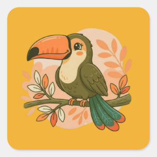 Whimsical Pastel Toucan Square Sticker